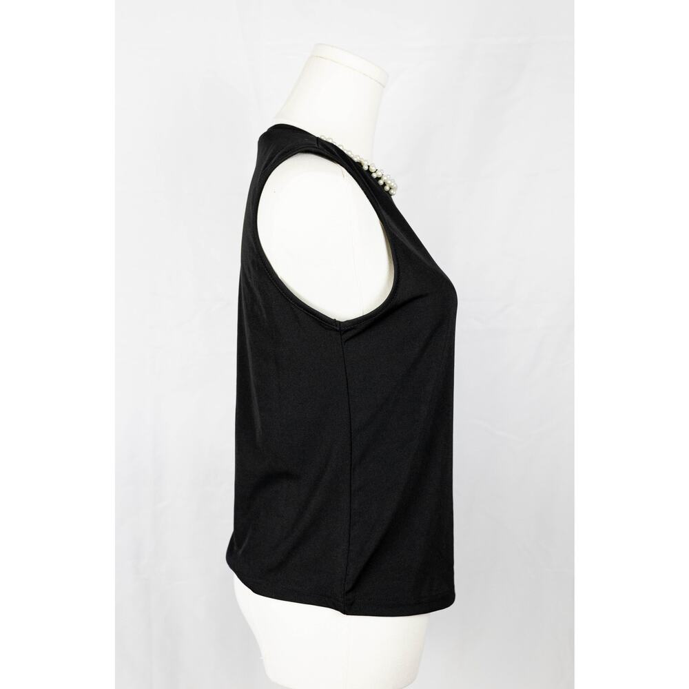 Shein Size M Top Beaded Sleeveless Black - Picture 3 of 6